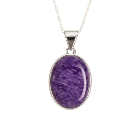 Varsator - Colier Argint 925 cu Charoite Ovala – Transformare Spirituala si Curaj Interior