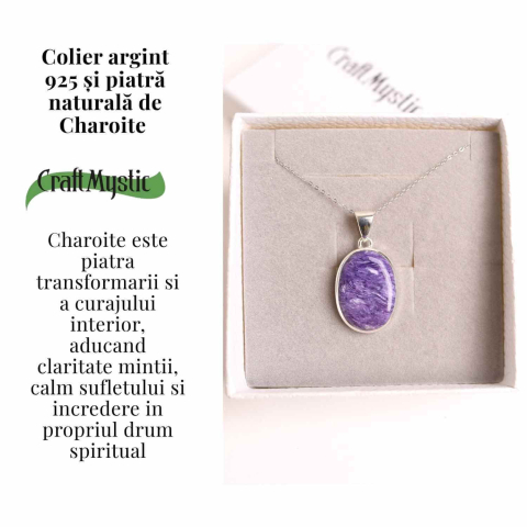 Colier Argint 925 cu Charoite Ovala – Transformare Spirituala si Curaj Interior [2]