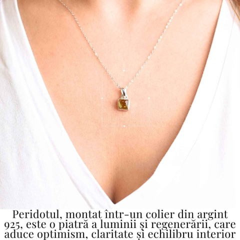 Colier Argint 925 cu Peridot Natural Patrat – Claritate, Energie si Renastere [1]