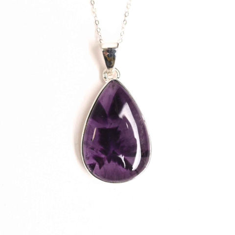 Varsator - Colier argint 925 cu piatra naturala Atomic Trapiche Amethyst in forma de lacrima – Purtator al Luminilor Spirituale
