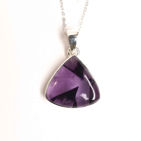 Varsator - Colier argint 925 cu piatra naturala Atomic Trapiche Amethyst triunghiular – Protectie si Claritate Spirituala