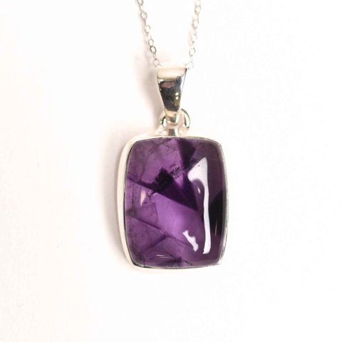 Varsator - Colier argint 925 cu piatra naturala Atomic Trapiche Amethyst dreptunghiular – Claritate si Echilibru Divin