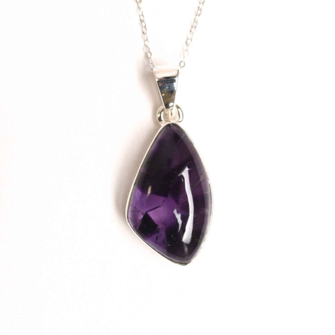 Varsator - Colier argint 925 cu piatra naturala Atomic Trapiche Amethyst forma marquise – Intuitie si Protectie Spirituala