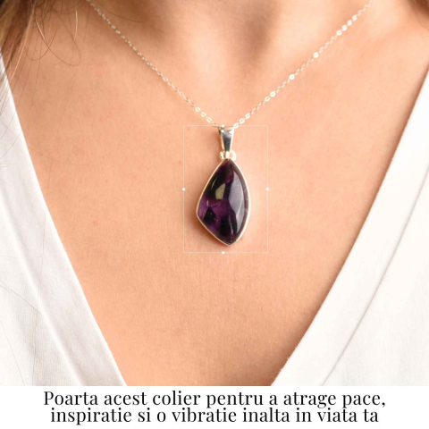 Colier argint 925 cu piatra naturala Atomic Trapiche Amethyst forma marquise – Intuitie si Protectie Spirituala [1]