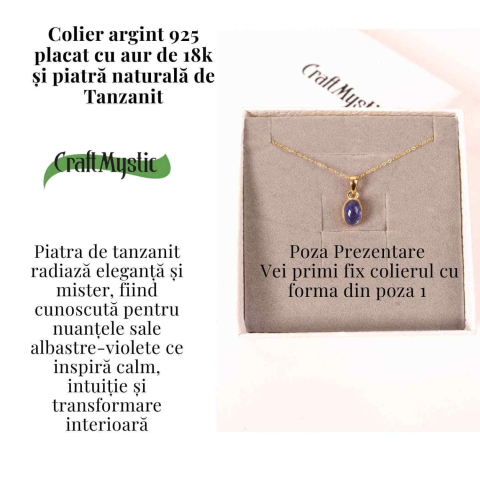 Colier Argint 925 placat cu Aur 18K si Tanzanit Rotund – Claritate si Transformare Interioara [2]