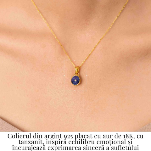 Colier Argint 925 placat cu Aur 18K si Tanzanit Rotund – Claritate si Transformare Interioara [1]
