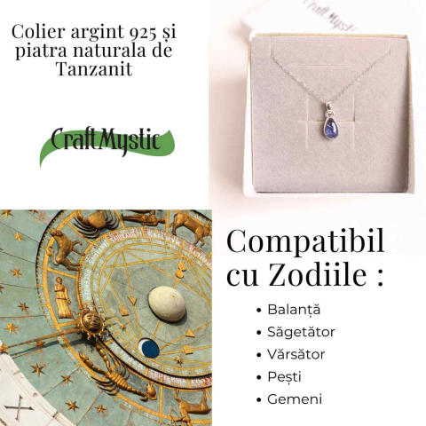 Colier argint 925 cu piatra naturala Tanzanit lacrima – Claritate, Intuitie si Renastere Interioara [3]