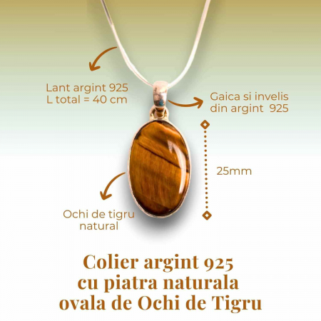 Colier Argint 925 - Ochi de Tigru Natural pentru Incredere [4]