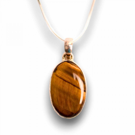 Claritate Mentala si Focus - Colier Argint 925 - Ochi de Tigru Natural pentru Incredere