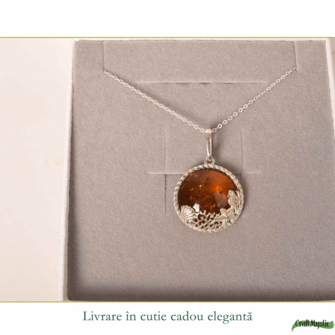 Colier argint 925 rotund cu chihlimbar natural – Energie solara si echilibru [5]