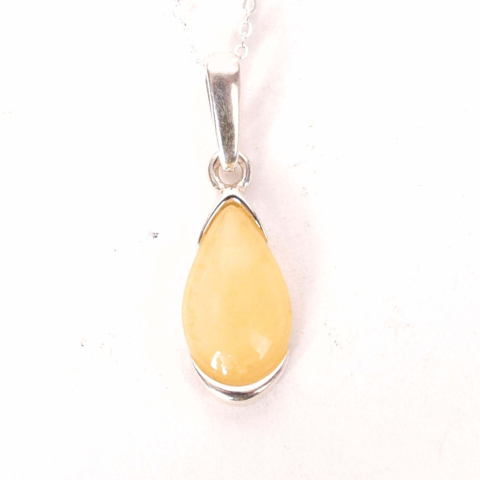 Taur - Colier argint 925 cu lacrima si chihlimbar galben – Energie solara si vitalitate