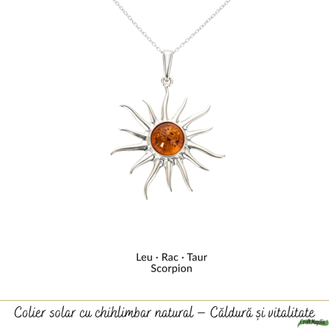 Colier argint 925 Soare cu chihlimbar natural – Energie si vitalitate solara [4]
