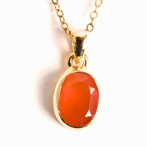 Creativitate si Inspiratie - Colier Argint 925 Placat cu Aur 18K cu Carneol Oval – Energie si Vitalitate Zilnica