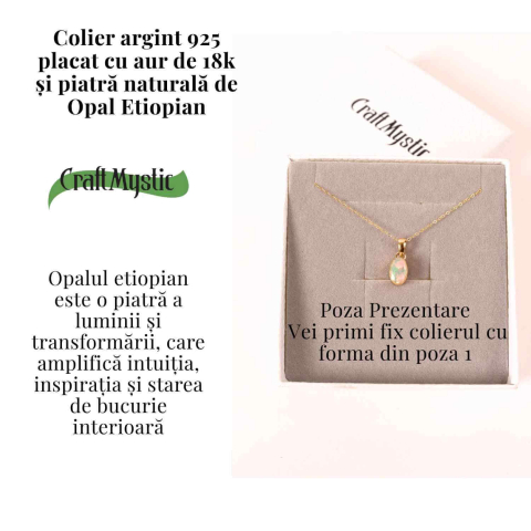 Colier Argint 925 placat cu aur 18K cu Opal Etiopian Fatetat Hexagonal – Protectie, Lumina si Armonie Divina [2]