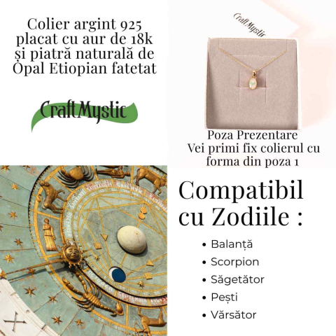 Colier Argint 925 placat cu aur 18K cu Opal Etiopian Fatetat Hexagonal – Protectie, Lumina si Armonie Divina [4]