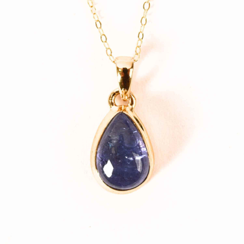 Pesti - Colier Argint 925 placat cu Aur 18K si Tanzanit Lacrima – Claritate si Renastere Spirituala