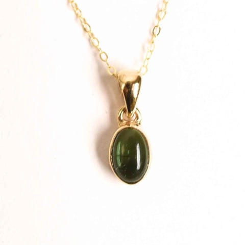 Turmalina Verde - Colier Argint 925 Placat cu Aur 18K si Turmalina Verde Naturala – Armonie, Prosperitate si Vindecare Emotionala