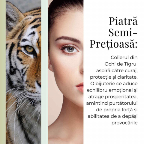 Colier Argintiu cu Ochi de Tigru Forma Pi - Protectie si Energie, Lungime Totala 50 cm, Diametru Pandantiv 20 mm [5]