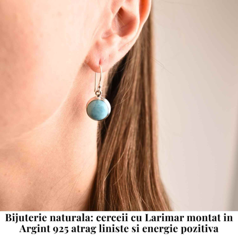 Cercei Argint 925 cu Larimar Rotund – Armonie si Linstire Interioara [1]