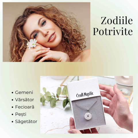 Colier Argintiu Cuart Transparent Forma Pi - Claritate si Energie Pura, Lungime Totala 50 cm, Diametru Pandantiv 20 mm [2]