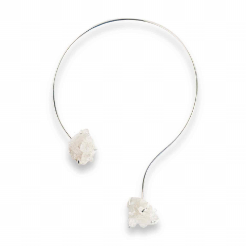 Claritate Mentala si Focus - Colier Choker Argintiu cu Cristal de Stanca – Echilibru si Claritate Energetica