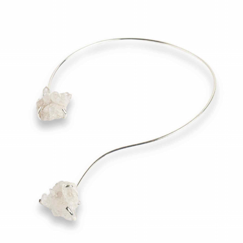 Colier Choker Argintiu cu Cristal de Stanca – Echilibru si Claritate Energetica [8]