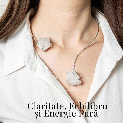 Colier Choker Argintiu cu Cristal de Stanca – Echilibru si Claritate Energetica [1]