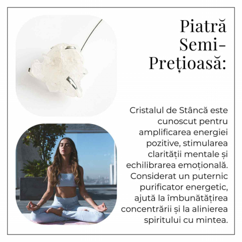 Colier Choker Argintiu cu Cristal de Stanca – Echilibru si Claritate Energetica [5]