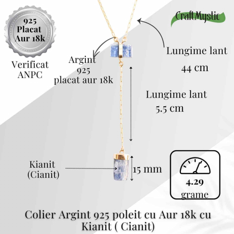 Claritate si Aliniere – Colier din Argint 925 Placat cu Aur 18K cu Dublu Kianit [4]