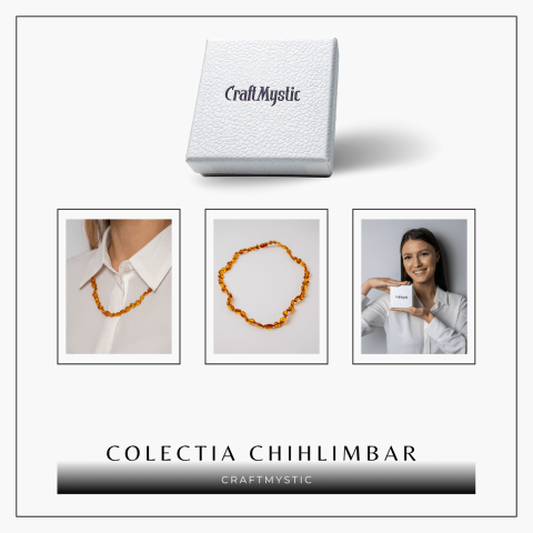 Colier Chihlimbar Natural Auriu – Energie Pozitiva, Calduroasa si Eleganta Organica [8]