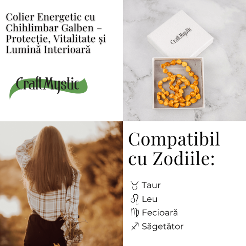 Colier Energetic din Chihlimbar Galben Natural – Protectie, Vitalitate si Lumină Calda Interioara [3]