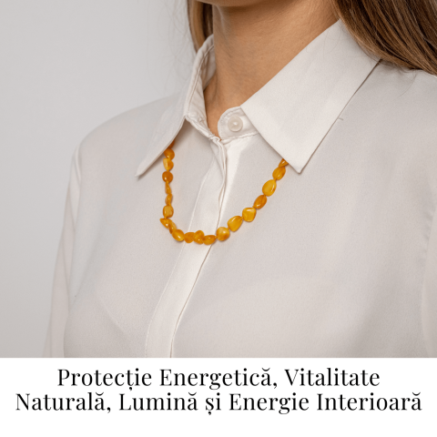 Colier Energetic din Chihlimbar Galben Natural – Protectie, Vitalitate si Lumină Calda Interioara [1]