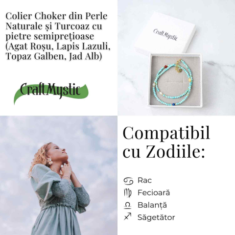 Colier Choker cu Turcoaz, Perle Naturale si Pietre Semipretioase – Energie Pozitiva si Armonie Interioara [4]