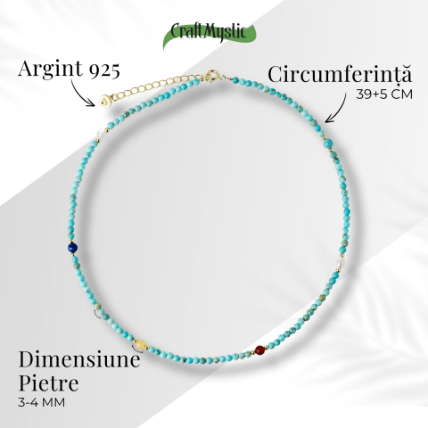 Colier Choker cu Turcoaz, Perle Naturale si Pietre Semipretioase – Energie Pozitiva si Armonie Interioara [4]