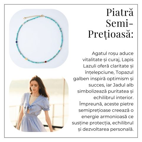 Colier Choker cu Turcoaz, Perle Naturale si Pietre Semipretioase – Energie Pozitiva si Armonie Interioara [5]