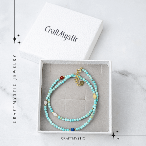 Colier Choker cu Turcoaz, Perle Naturale si Pietre Semipretioase – Energie Pozitiva si Armonie Interioara [6]