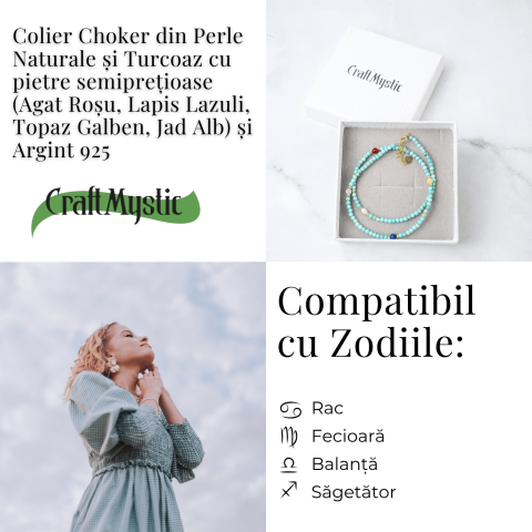 Colier Choker cu Turcoaz, Perle Naturale si Pietre Semipretioase – Energie Pozitiva si Armonie Interioara [3]