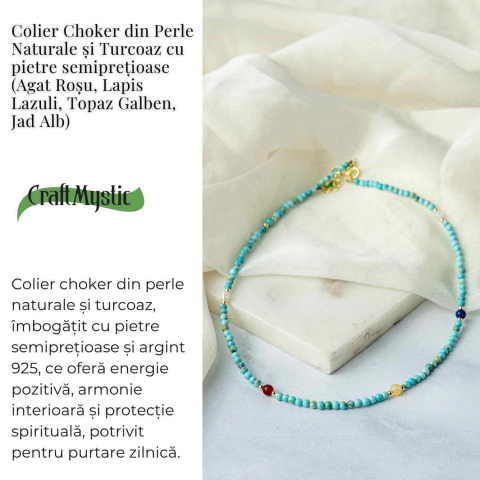 Colier Choker cu Turcoaz, Perle Naturale si Pietre Semipretioase – Energie Pozitiva si Armonie Interioara [2]