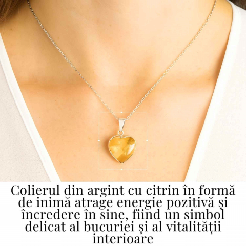 Energie si Bucurie Zilnica – Colier Inima cu Citrin si Argint 925 [1]