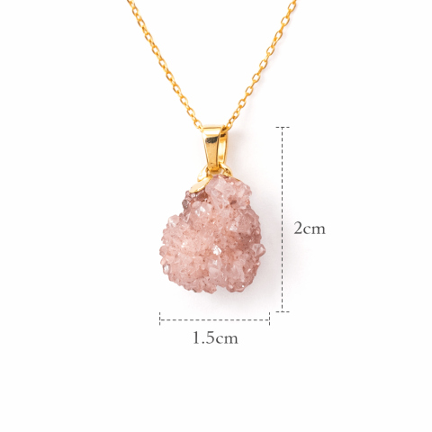 Colier cu Ametist Roz Natural – Lant Argint Placat Aur 18K – Piatra Bruta Brazilia [7]