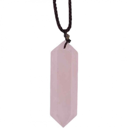 Colier cu cristal vindecator Obsidian 4-5 cm, in forma hexagonala cu dublu varf si saculet satin negru – pentru protectie, vointa si noroc [0]