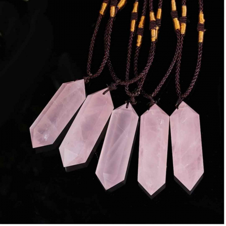 Colier cu cristal vindecator Obsidian 4-5 cm, in forma hexagonala cu dublu varf si saculet satin negru – pentru protectie, vointa si noroc [6]