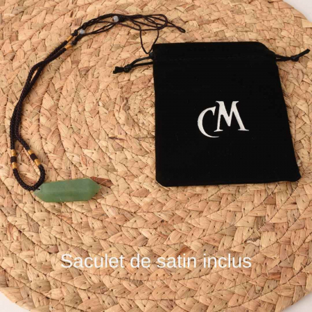 Colier cu cristal vindecator Obsidian 4-5 cm, in forma hexagonala cu dublu varf si saculet satin negru – pentru protectie, vointa si noroc [3]