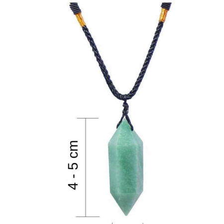 Colier cu cristal vindecator Obsidian 4-5 cm, in forma hexagonala cu dublu varf si saculet satin negru – pentru protectie, vointa si noroc [2]