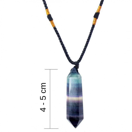 Colier cu cristal vindecator Obsidian 4-5 cm, in forma hexagonala cu dublu varf si saculet satin negru – pentru protectie, vointa si noroc [4]