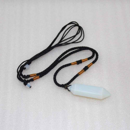 Colier cu cristal vindecator Obsidian 4-5 cm, in forma hexagonala cu dublu varf si saculet satin negru – pentru protectie, vointa si noroc [3]