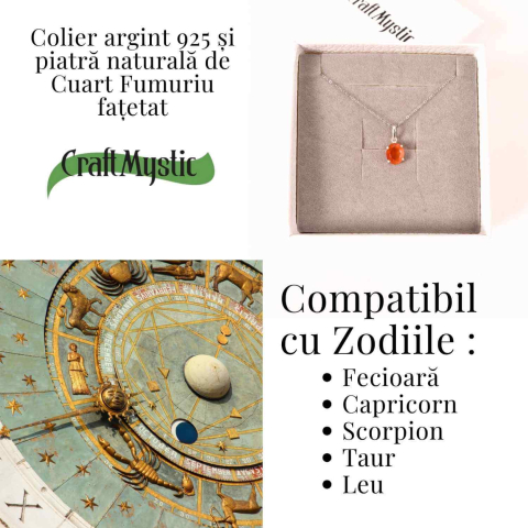 Colier Argint 925 cu Cuart Fumuriu Oval fatetat – Echilibru, Protectie si Liniste Interioara [4]