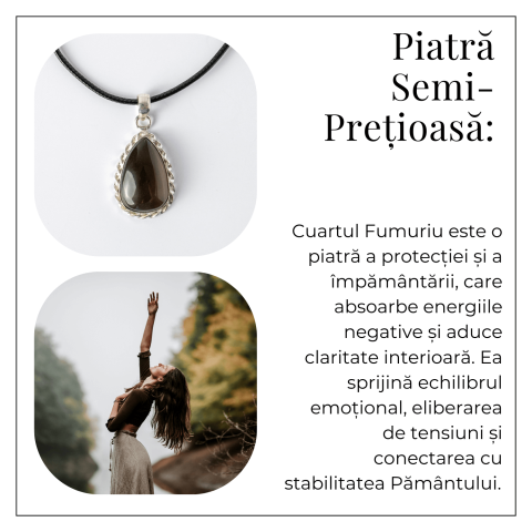 Colier cu Cuart Fumuriu Natural in Forma de Lacrima – Protectie si Echilibru Emotional [5]