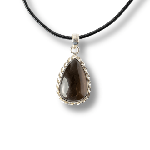 Creativitate si Inspiratie - Colier cu Cuart Fumuriu Natural in Forma de Lacrima – Protectie si Echilibru Emotional