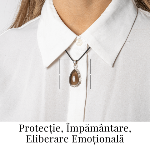 Colier cu Cuart Fumuriu Natural in Forma de Lacrima – Protectie si Echilibru Emotional [1]